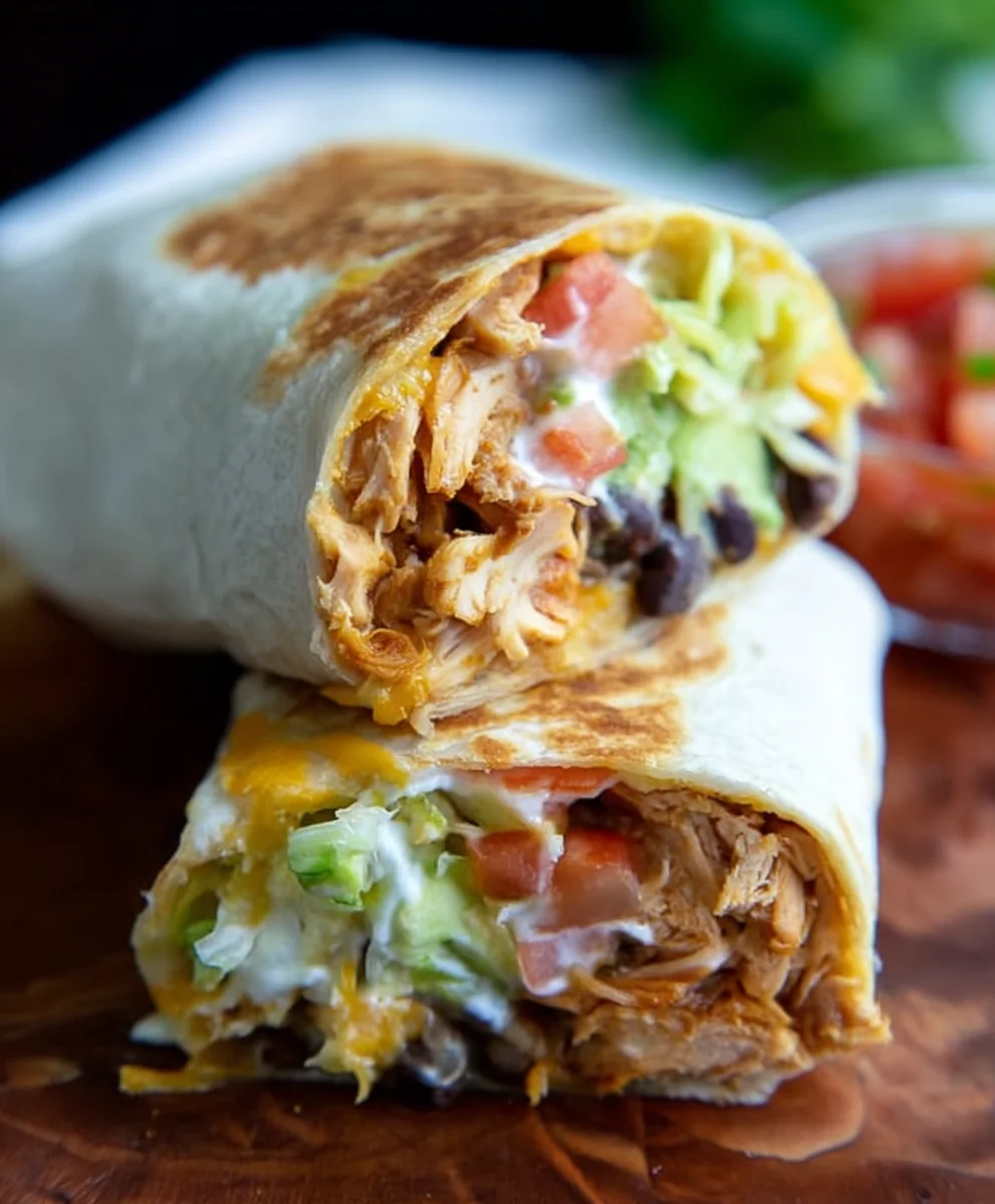 Seven Layer Chicken Burritos-Easy Dinner Favorite