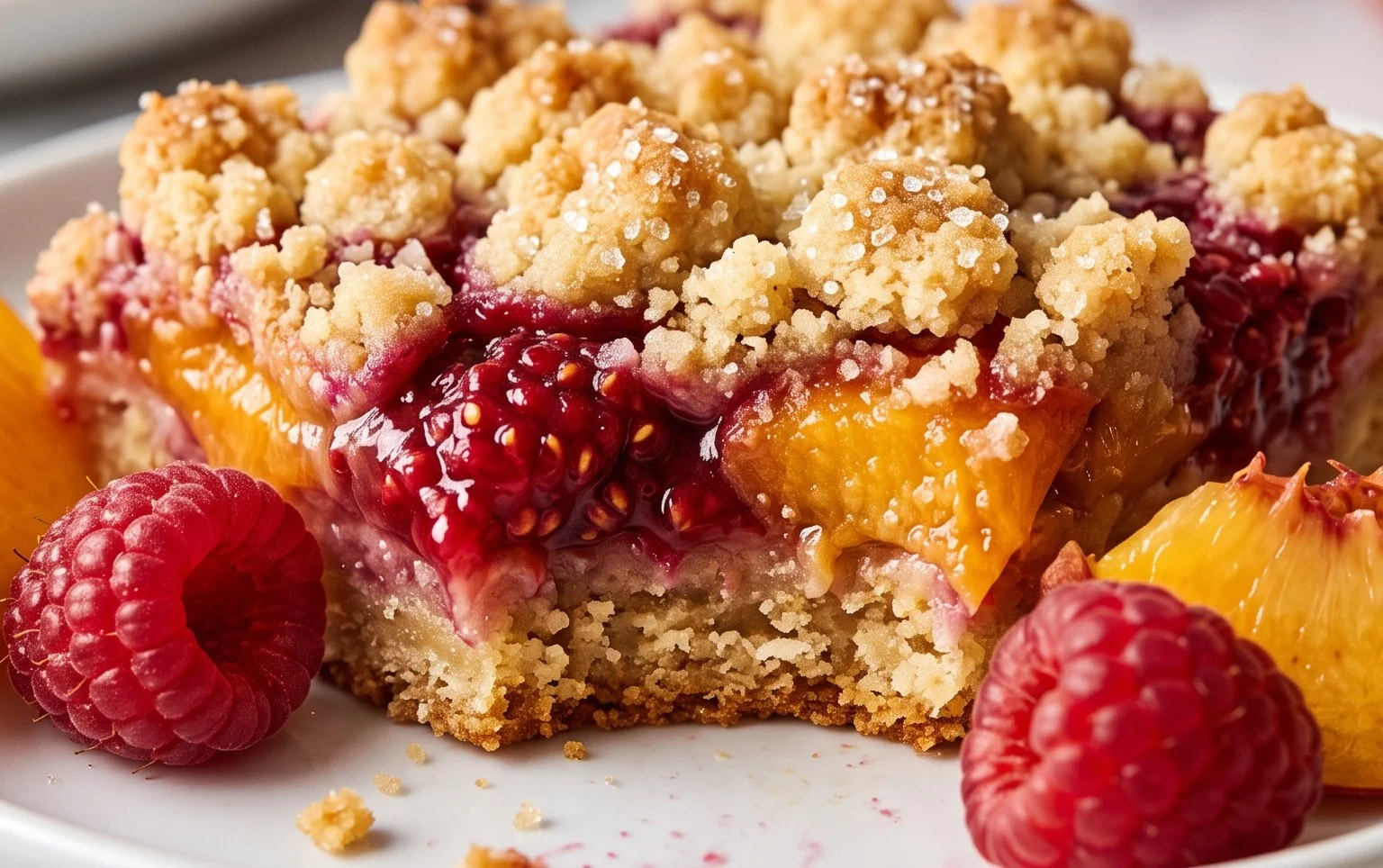 Peach & Raspberry Crumb Bars