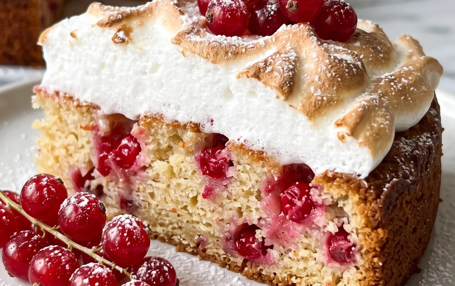 Ribiselkuchen mit Schneehaube