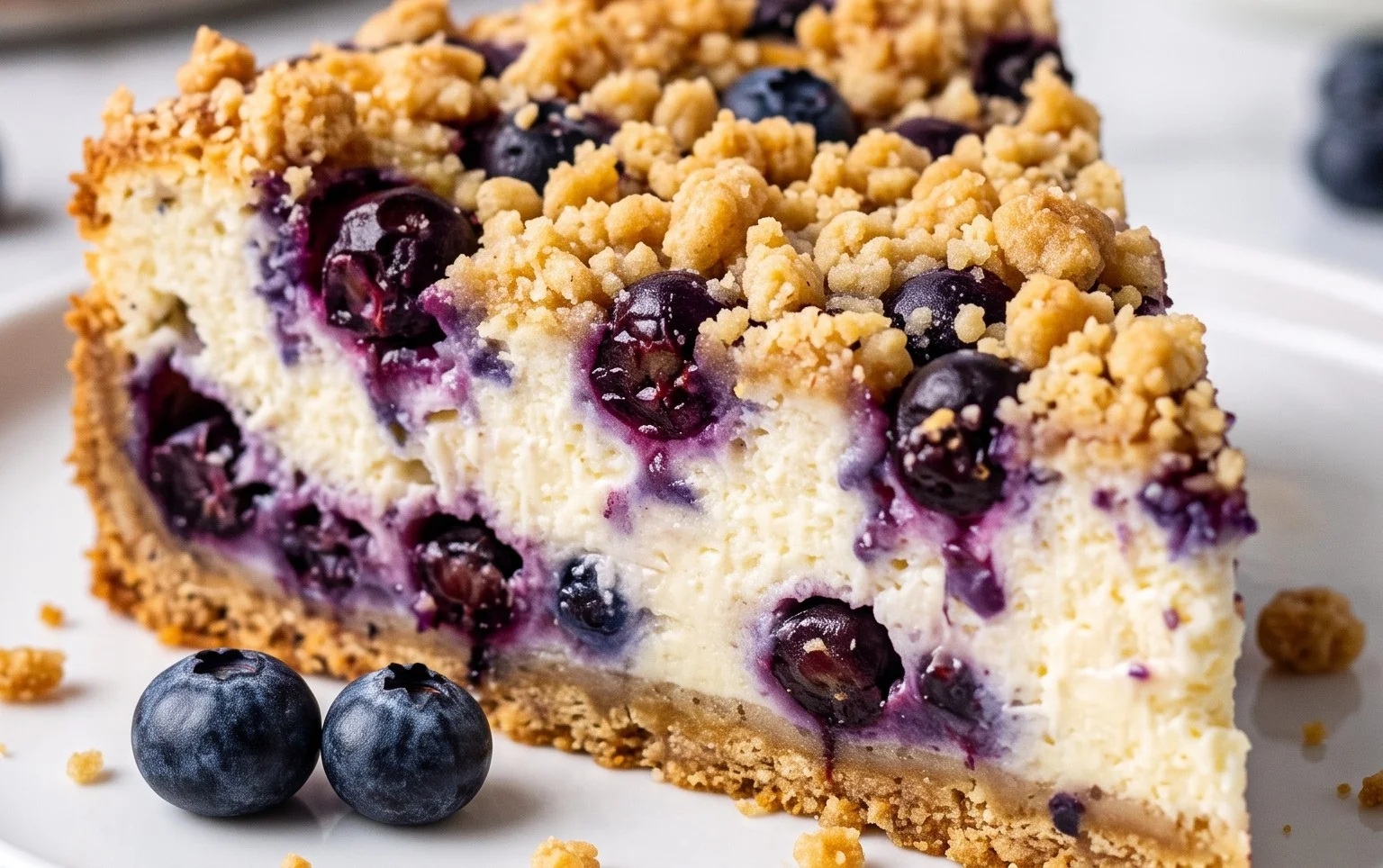 schneller Blaubeer-Quark-Kuchen mit Streuseln