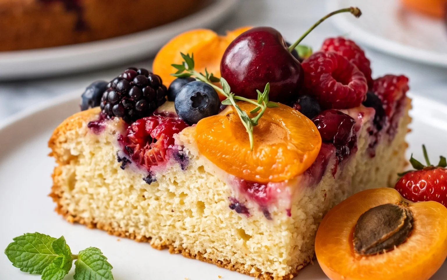 Buttermilchkuchen mit Obst vom Blech