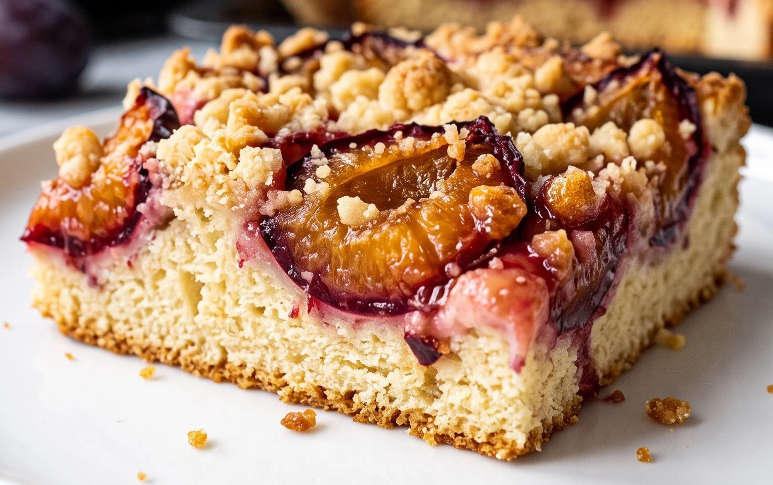 Rezept für Streusel-Pflaumenkuchen vom Blech mit Hefeteig